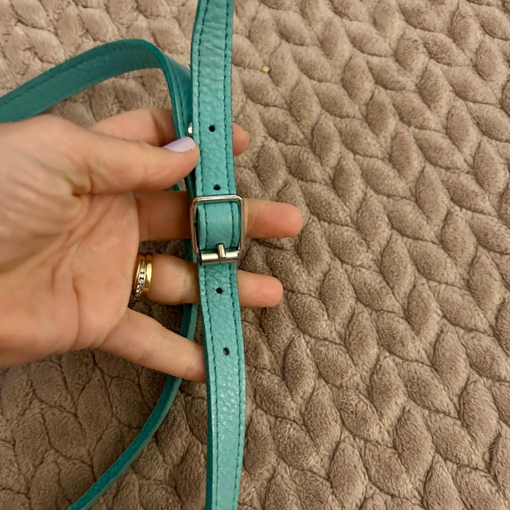 Dr. Martens Teal Green Genuine Leather Crossbody Saddle BAG Satchel - Picture 9 of 14